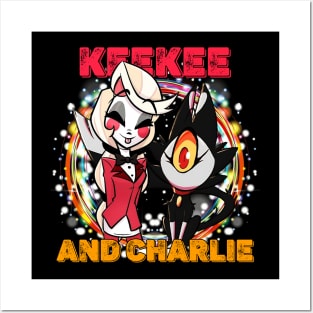 Hazbin Hotel Keekee And Charlie With Rainbow Circle Frame Posters and Art